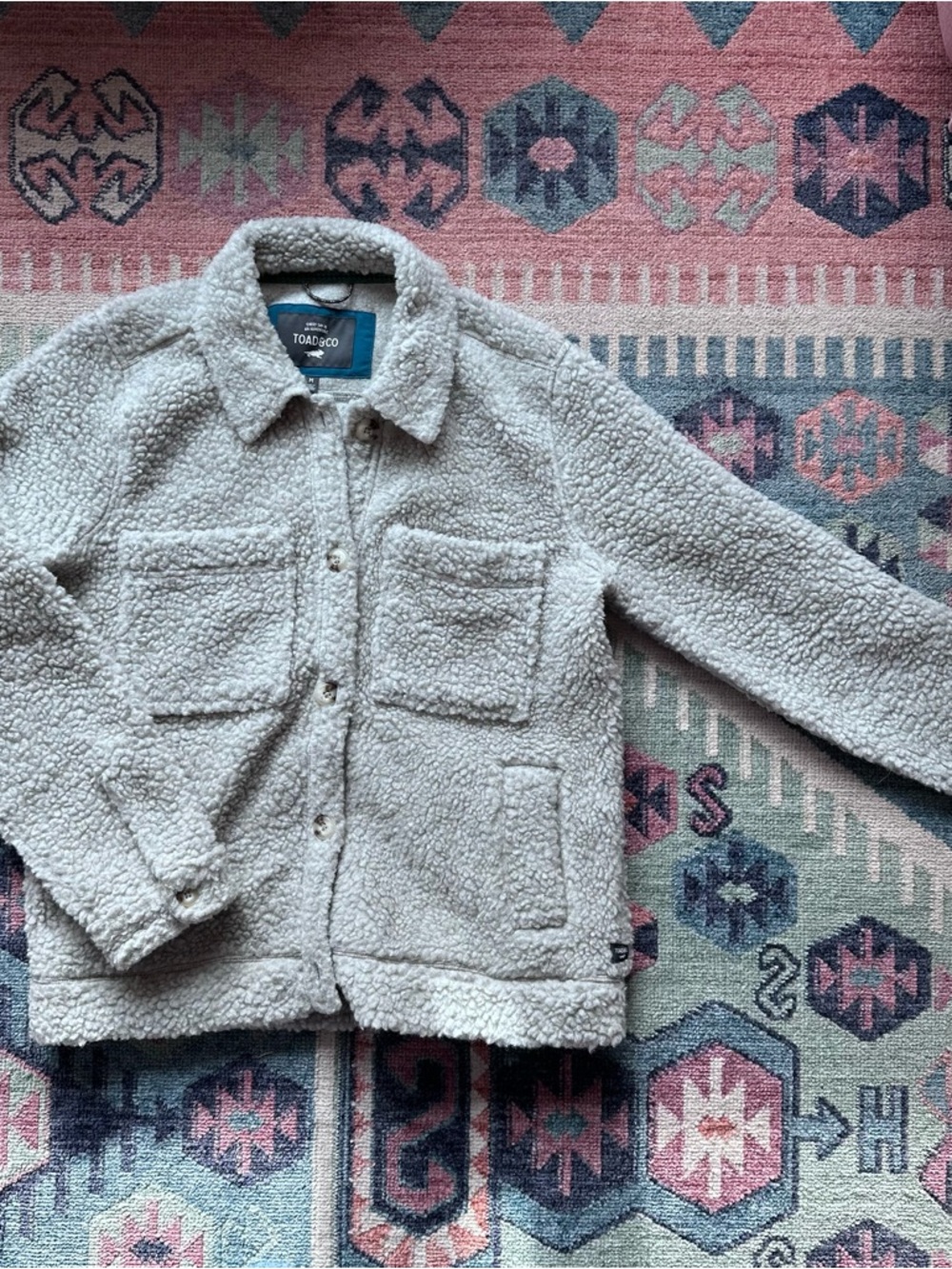 Toad&Co Light Gray wool Sherpa Button-Up Jacket